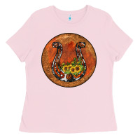 Bubblegum Pink horseshoe circle Ladies Tee - JahusDesignShop