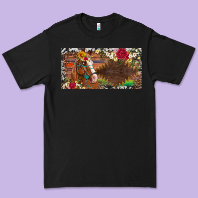 Western Turquoise Gemstone Horse Cowhide Leopard Floral Background Lic Premium Tee Designed By Artiststas