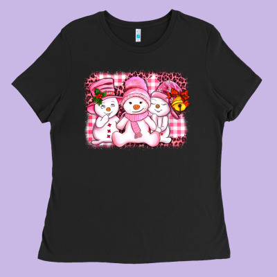 Chillin Pink   With My Snowmies  Ado Ladies Tee Designed By Adodesignshop