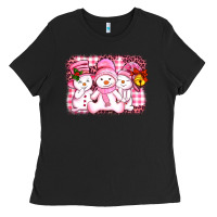 Black chillin pink   with my snowmies  ado Ladies Tee - AdoDesignShop