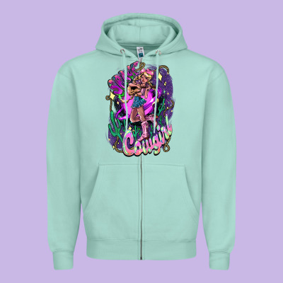 Space Cowgirl Zipper Hoodie Designed By Howdyjamesfarm