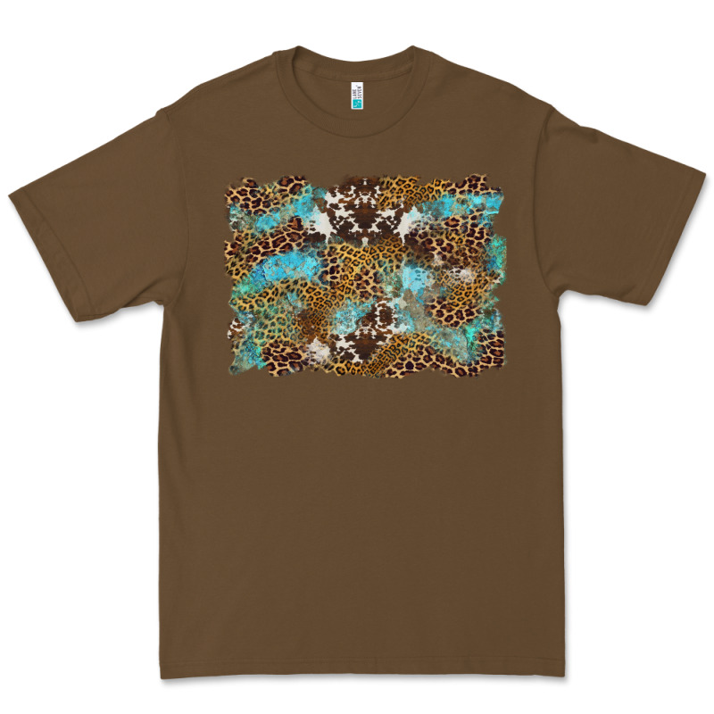 Western Leopards And Turquoise With Cowhide Background Premium Tee by Artiststas | Teevron
