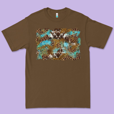 Western Leopards And Turquoise With Cowhide Background Premium Tee Designed By Artiststas