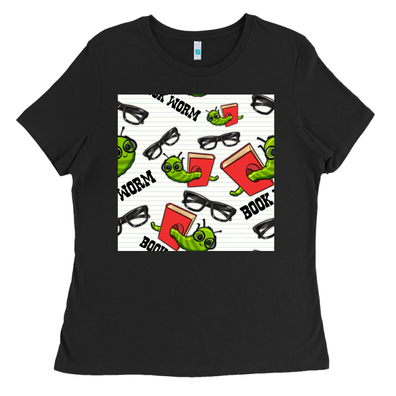 Bookworm Seamless Pattern Ladies Tee by BundleAndBundleShop | Teevron
