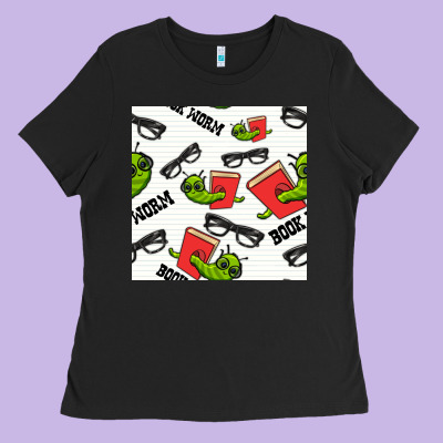 Bookworm Seamless Pattern Ladies Tee Designed By Bundleandbundleshop