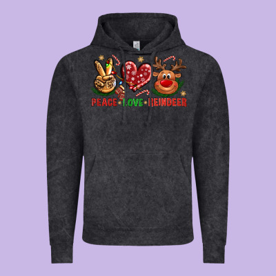 Peace Love Reindeer Christmas Vintage Hoodie Designed By Nancycooperartshop