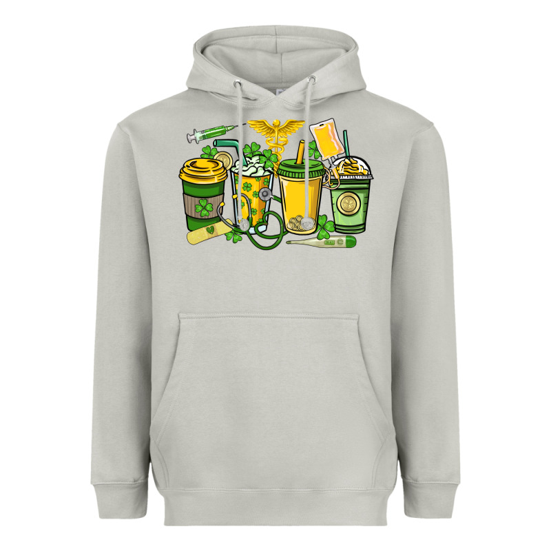 St. Patrick's Day Nurse Coffee Cups Heavyweight Hoodie by HowdyJamesFarm | Teevron