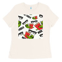 Bone bookworm seamless pattern Ladies Tee - BundleAndBundleShop