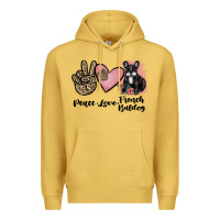 Antique Gold peace love french bulldog Premium Hoodie - JahusDesignShop