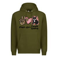 Army Green peace love french bulldog Premium Hoodie - JahusDesignShop