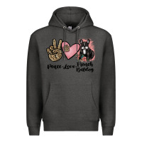 Charcoal Heather peace love french bulldog Premium Hoodie - JahusDesignShop