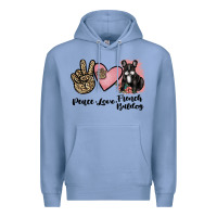 Colony Blue peace love french bulldog Premium Hoodie - JahusDesignShop