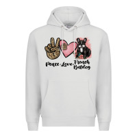 Dove Grey peace love french bulldog Premium Hoodie - JahusDesignShop