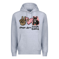 Peace Love French Bulldog Premium Hoodie | Teevron