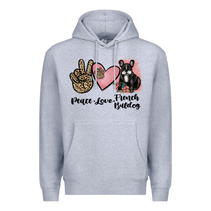 Peace Love French Bulldog Premium Hoodie by JahusDesignShop | Teevron