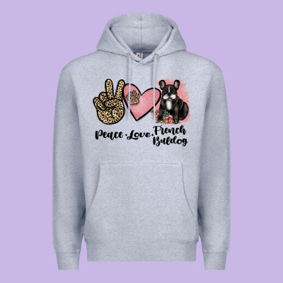 Peace Love French Bulldog Premium Hoodie Designed By Jahusdesignshop