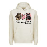 Oatmeal Heather peace love french bulldog Premium Hoodie - JahusDesignShop