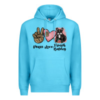 Ocean Blue peace love french bulldog Premium Hoodie - JahusDesignShop