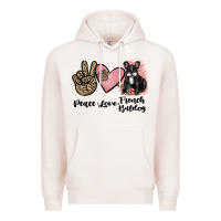 Pale Pink peace love french bulldog Premium Hoodie - JahusDesignShop