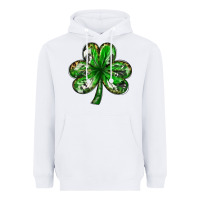 White Shamrock with leopard and cowhide St. Patricks day Heavyweight Hoodie - HowdyJamesFarm