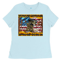 Baby Blue westerm usa army boots Ladies Tee - Artiststas