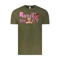 Vintage Olive sweetheart with bear Vintage Tee - NancyCooperArtShop
