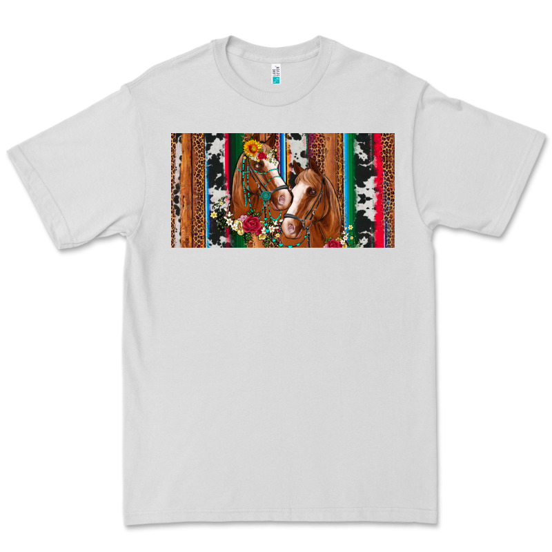 Western Horses Gemstone Horse Cowhide Leopard Floral Background Licens Premium Tee by Artiststas | Teevron