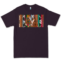 Plum western horses gemstone horse cowhide leopard floral background licens Premium Tee - Artiststas