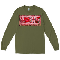 Army Green Pink Love Kiss Valentine's Day Long Sleeve Tee - RanaPortraitStore