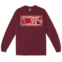 Burgundy Pink Love Kiss Valentine's Day Long Sleeve Tee - RanaPortraitStore