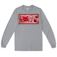 Heather Grey Pink Love Kiss Valentine's Day Long Sleeve Tee - RanaPortraitStore