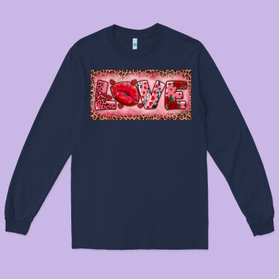 Pink Love Kiss Valentine's Day Long Sleeve Tee Designed By Ranaportraitstore