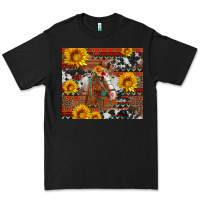 Black western horse with sunflowers and aztec leopard cowhide Premium Tee - Artiststas