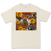 Western Horse With Sunflowers And Aztec Leopard Cowhide Premium Tee | Teevron