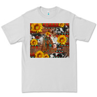Dove Grey western horse with sunflowers and aztec leopard cowhide Premium Tee - Artiststas