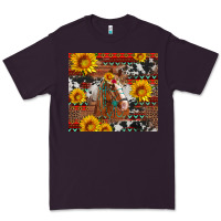 Plum western horse with sunflowers and aztec leopard cowhide Premium Tee - Artiststas