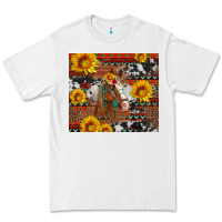 White western horse with sunflowers and aztec leopard cowhide Premium Tee - Artiststas