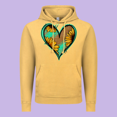 Sunflower Heart Vintage Hoodie Designed By Jasminsmagicworld
