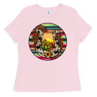 Bubblegum Pink horseshoe circle Ladies Tee - JahusDesignShop