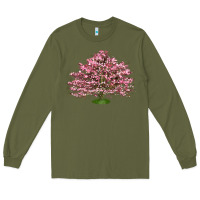 Army Green Flowering Dogwood Tree Long Sleeve Tee - LillyAllenDesigns