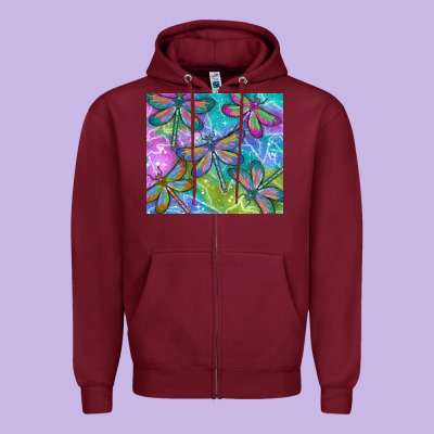 Dragonflies Zipper Hoodie Designed By Tumblerdesignbyshophia