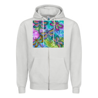 Dove Grey dragonflies Zipper Hoodie - TumblerDesignByShophia