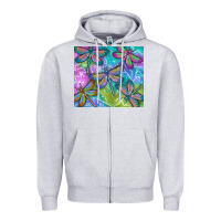 Heather Grey dragonflies Zipper Hoodie - TumblerDesignByShophia