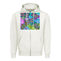 Oatmeal Heather dragonflies Zipper Hoodie - TumblerDesignByShophia