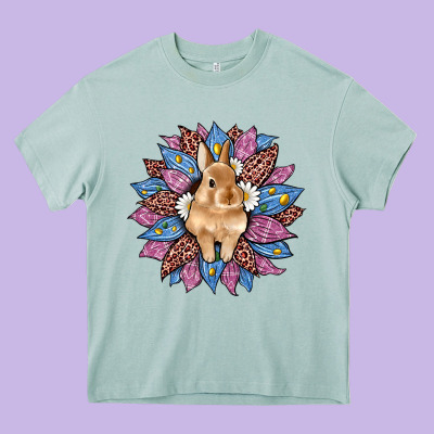 Easter Leopard Bunny Sunflower Heavy Core Tee Designed By Artiststas