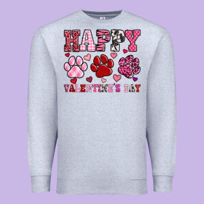 Happy Valentine's Day Paws Premium Sweatshirt Designed By Oliviacreatesart
