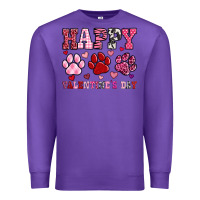 Purple happy valentine's day paws Premium Sweatshirt - OliviaCreatesArt