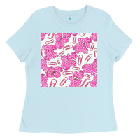 Baby Blue floral school seamless pattern Ladies Tee - BundleAndBundleShop