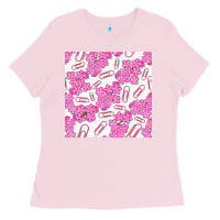 Bubblegum Pink floral school seamless pattern Ladies Tee - BundleAndBundleShop