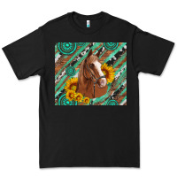 Black western horse with gemstone and sunflower Premium Tee - Artiststas